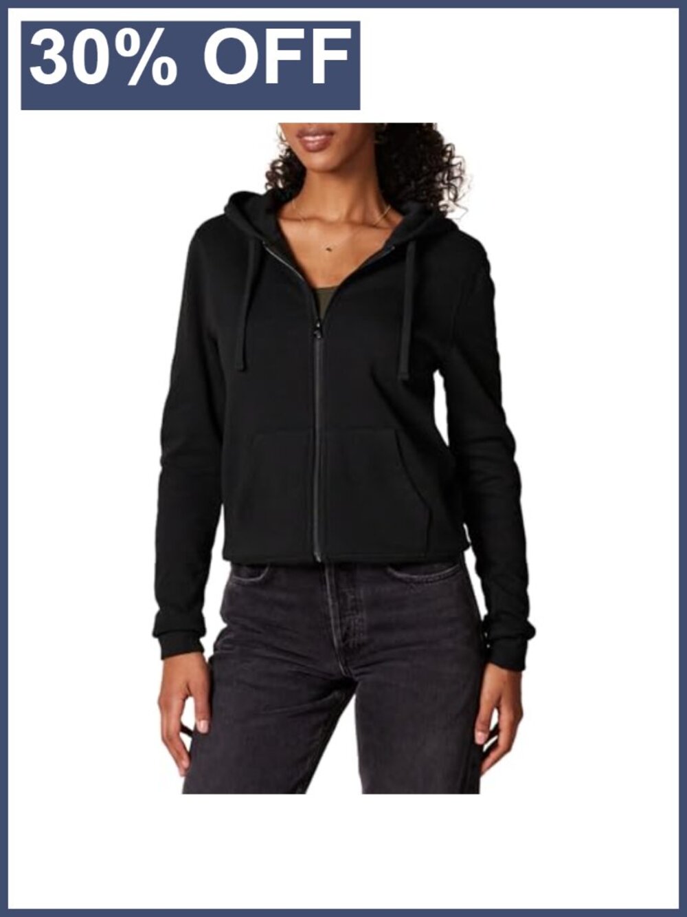 Women's Midweight Fleece Full-Zip Hoodie Drawstring Classic Fit